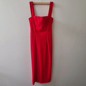 Marcia Tarot Midi Dress. FR40 / US M or 8. Red. Made in France.